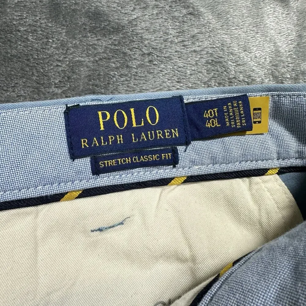 Polo Ralph Lauren Shorts Mens 40L Blue Stretch Classic‎ Fit Chinos Preppy Golf